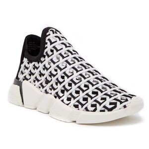 Jeffrey Campbell GZA Woven Slip On Sneaker Black & White Shoes Womens 7.5